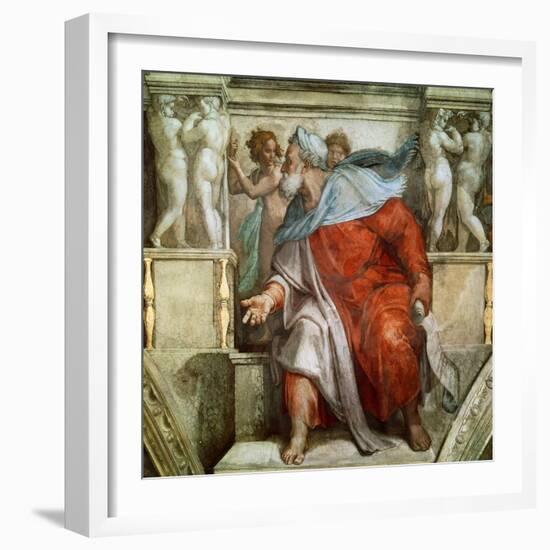 Prophet Ezekiel, 1508-12 (Fresco)-Michelangelo Buonarroti-Framed Giclee Print