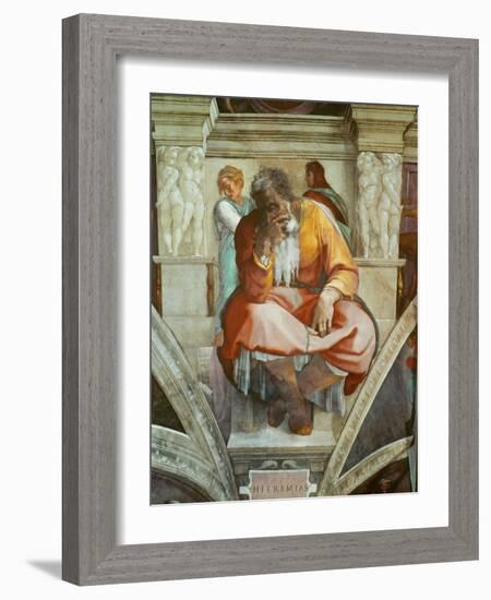 Prophet Jeremiah, 1508-12 (Fresco)-Michelangelo Buonarroti-Framed Giclee Print