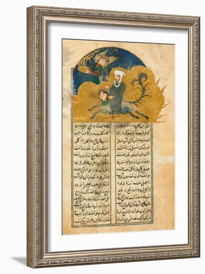 Prophet Muhammados Mystical Ascension to Heaven on the Winged Horse Buraq, Accompanied-null-Framed Giclee Print