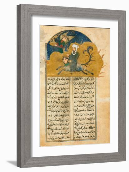 Prophet Muhammados Mystical Ascension to Heaven on the Winged Horse Buraq, Accompanied-null-Framed Giclee Print