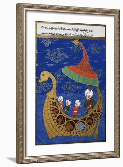 Prophet Noah and the Ark, Ottoman Miniature, Manuscript. Turkey, 16th Century-null-Framed Giclee Print