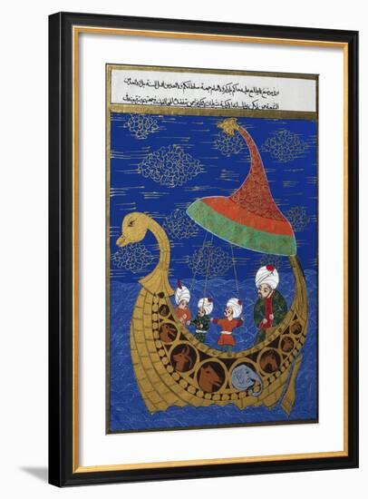 Prophet Noah and the Ark, Ottoman Miniature, Manuscript. Turkey, 16th Century-null-Framed Giclee Print