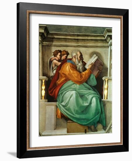 Prophet Zacharias, Sistine Chapel Ceiling, 1508-12 (Fresco)-Michelangelo Buonarroti-Framed Giclee Print