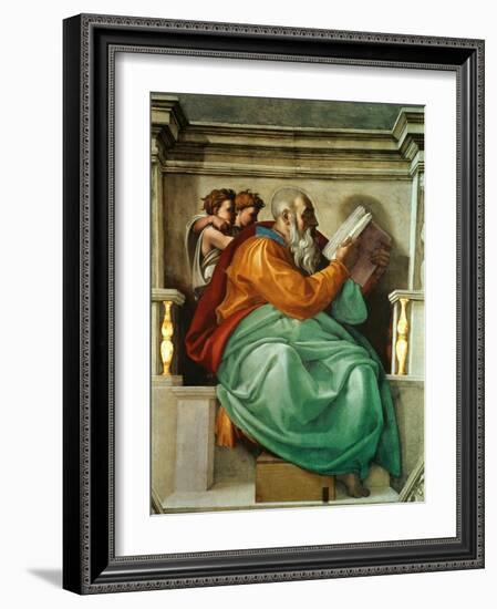 Prophet Zacharias, Sistine Chapel Ceiling, 1508-12 (Fresco)-Michelangelo Buonarroti-Framed Giclee Print