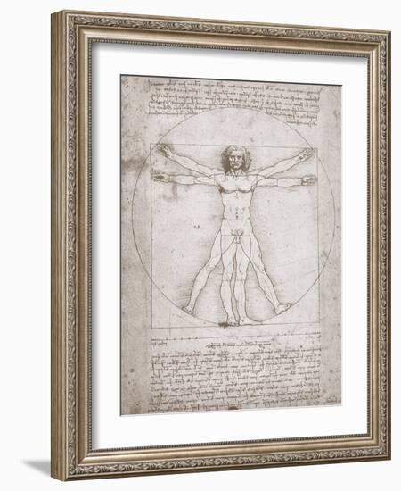 Proportions of the Human Figure According to Vitruvius-Leonardo da Vinci-Framed Giclee Print