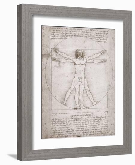 Proportions of the Human Figure According to Vitruvius-Leonardo da Vinci-Framed Giclee Print