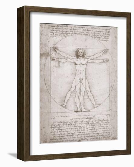 Proportions of the Human Figure According to Vitruvius-Leonardo da Vinci-Framed Giclee Print