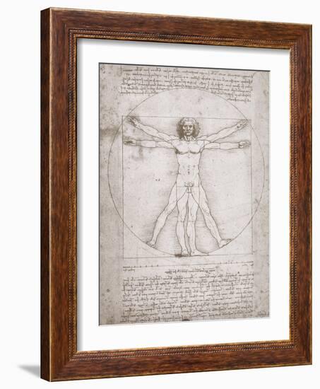Proportions of the Human Figure According to Vitruvius-Leonardo da Vinci-Framed Giclee Print