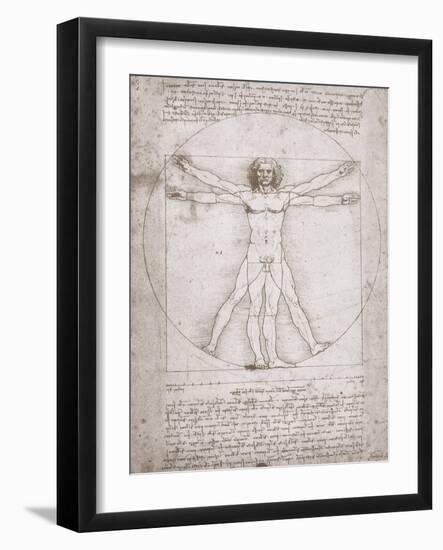 Proportions of the Human Figure According to Vitruvius-Leonardo da Vinci-Framed Giclee Print