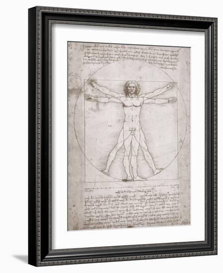 Proportions of the Human Figure According to Vitruvius-Leonardo da Vinci-Framed Giclee Print