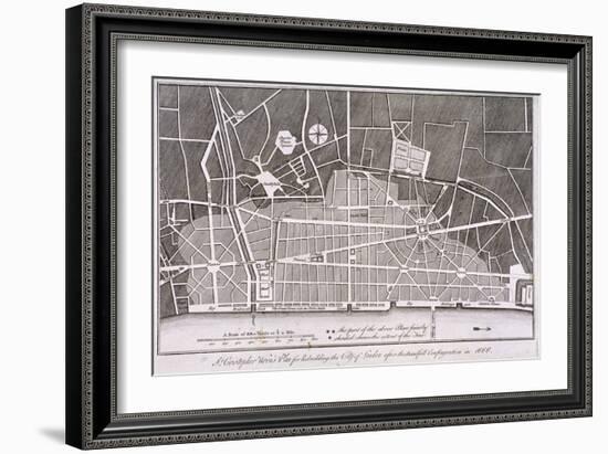 Proposed Plan for the Rebuilding of the City of London after the Great Fire in 1666-Christopher Wren-Framed Giclee Print