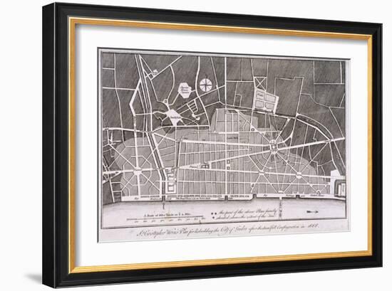 Proposed Plan for the Rebuilding of the City of London after the Great Fire in 1666-Christopher Wren-Framed Giclee Print