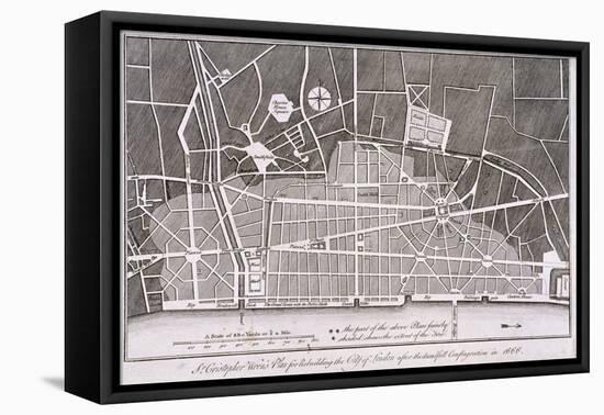 Proposed Plan for the Rebuilding of the City of London after the Great Fire in 1666-Christopher Wren-Framed Premier Image Canvas