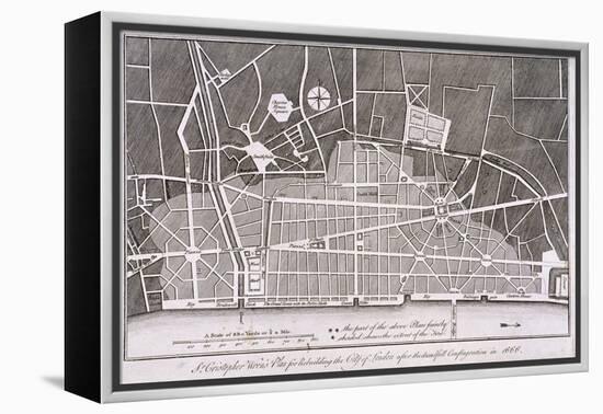 Proposed Plan for the Rebuilding of the City of London after the Great Fire in 1666-Christopher Wren-Framed Premier Image Canvas