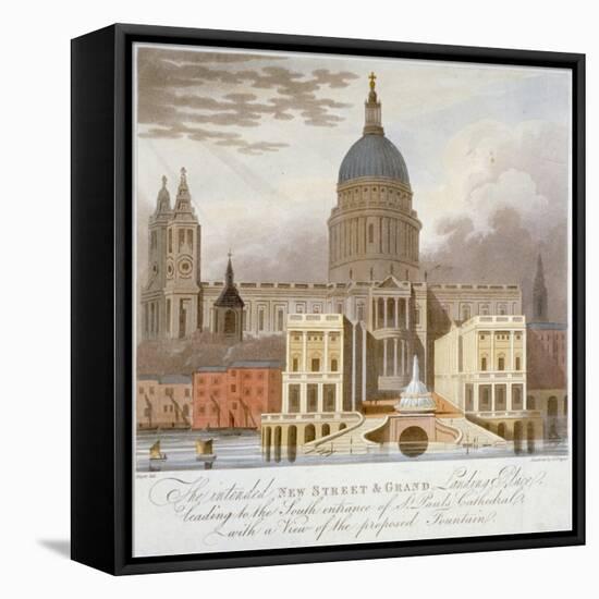 Proposed Riverfront Access to St Paul's Cathedral, City of London, 1826-GS Tregear-Framed Premier Image Canvas