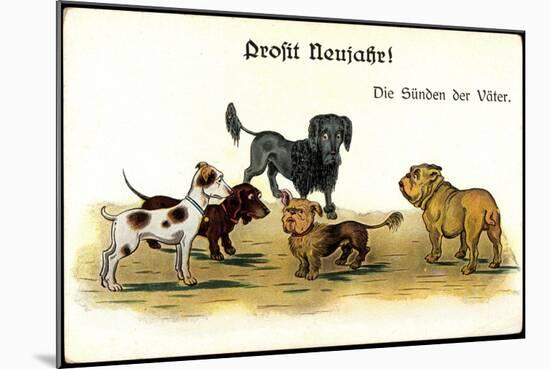 Prosit Neujahr, Die Sünden Der Väter, Mischlingshund, Dackel, Dogge, Terrier-null-Mounted Giclee Print