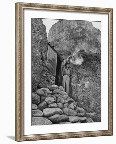 Prospector Chuck Aylor Searching in Superstition Mountains of Southern Ariz. for Lost Gold Mine-Bill Ray-Framed Photographic Print