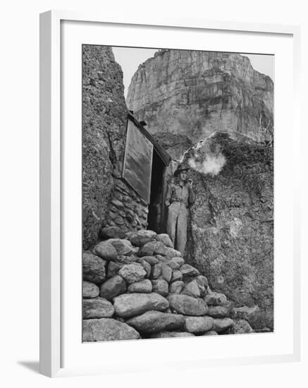 Prospector Chuck Aylor Searching in Superstition Mountains of Southern Ariz. for Lost Gold Mine-Bill Ray-Framed Photographic Print