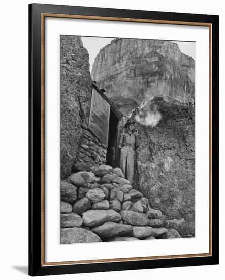 Prospector Chuck Aylor Searching in Superstition Mountains of Southern Ariz. for Lost Gold Mine-Bill Ray-Framed Photographic Print