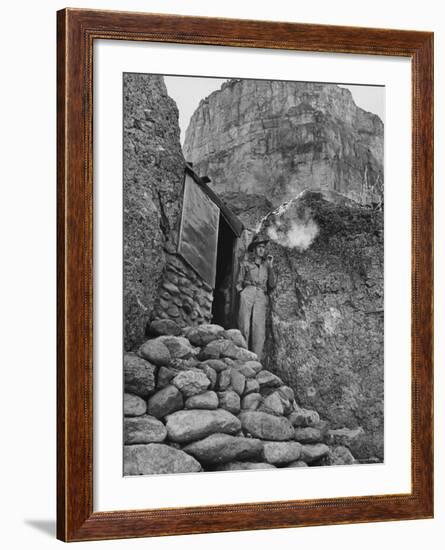 Prospector Chuck Aylor Searching in Superstition Mountains of Southern Ariz. for Lost Gold Mine-Bill Ray-Framed Photographic Print