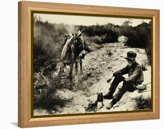 Prospector Preparing Meal for Himself-null-Framed Premier Image Canvas