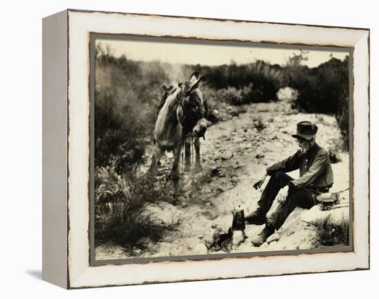 Prospector Preparing Meal for Himself-null-Framed Premier Image Canvas