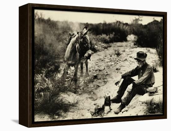 Prospector Preparing Meal for Himself-null-Framed Premier Image Canvas