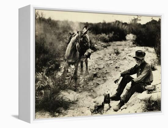 Prospector Preparing Meal for Himself-null-Framed Premier Image Canvas