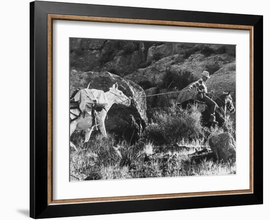 Prospector Travis Marlowe Continuing His Search in Superstition Mountains of Southern Arizona-Bill Ray-Framed Photographic Print