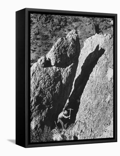 Prospector Travis Marlowe Searching Superstition Mountains of Southern, AZ, for Lost Gold Mine-Bill Ray-Framed Premier Image Canvas