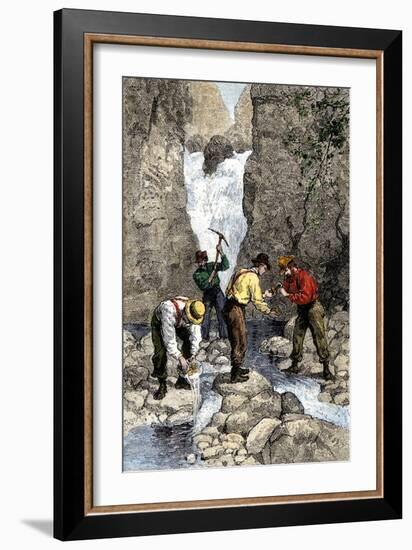 Prospectors Finding Gold in a Georgia Stream, c.1800-null-Framed Giclee Print