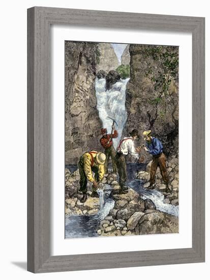 Prospectors Finding Gold in a Stream during the California Gold Rush-null-Framed Giclee Print