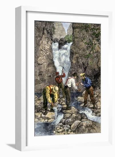 Prospectors Finding Gold in a Stream during the California Gold Rush-null-Framed Giclee Print