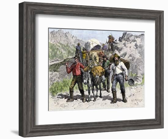 Prospectors Looking for New Diggings during the Gold Rush, c.1850-null-Framed Giclee Print