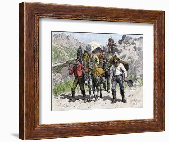 Prospectors Looking for New Diggings during the Gold Rush, c.1850-null-Framed Giclee Print