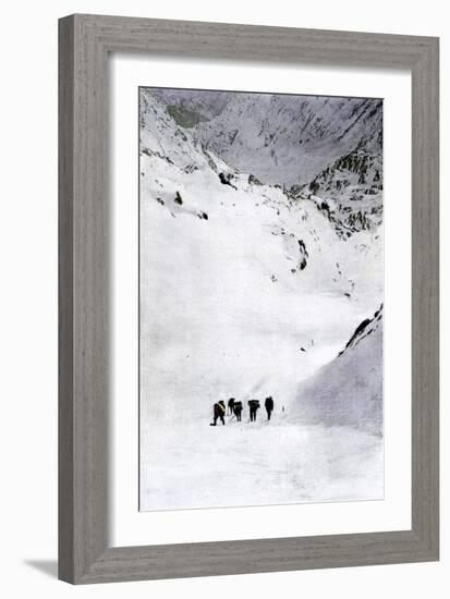 Prospectors Nearing Summit of the Chilkoot Pass during the Alaska Gold Rush, c.1897-null-Framed Giclee Print
