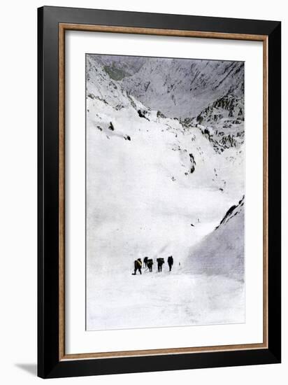 Prospectors Nearing Summit of the Chilkoot Pass during the Alaska Gold Rush, c.1897-null-Framed Giclee Print