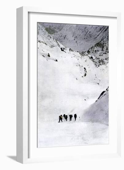 Prospectors Nearing Summit of the Chilkoot Pass during the Alaska Gold Rush, c.1897-null-Framed Giclee Print