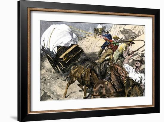 Prospectors Traveling a Rough Road to the Gold Regions of California-null-Framed Giclee Print