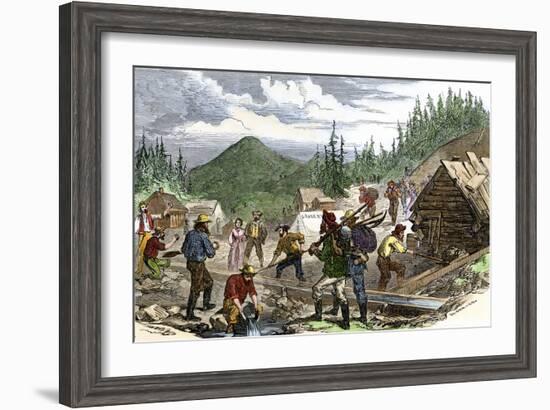 Prospectors Working the Gregory Gold Diggings in the Colorado Rockies, May 1859-null-Framed Giclee Print