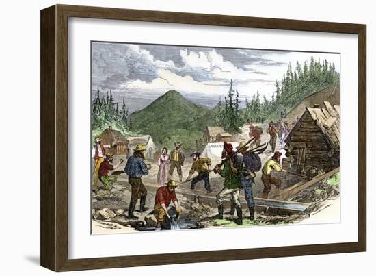 Prospectors Working the Gregory Gold Diggings in the Colorado Rockies, May 1859-null-Framed Giclee Print