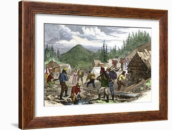 Prospectors Working the Gregory Gold Diggings in the Colorado Rockies, May 1859-null-Framed Giclee Print