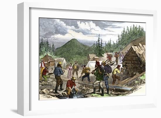 Prospectors Working the Gregory Gold Diggings in the Colorado Rockies, May 1859-null-Framed Giclee Print