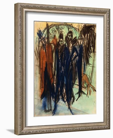 Prostitute, Friedrichstrasse, Berlin (Berlin Street Scene); Kokotten, Friedrichstrasse, Berlin…-Ernst Ludwig Kirchner-Framed Giclee Print