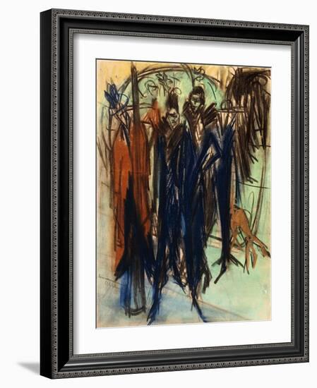 Prostitute, Friedrichstrasse, Berlin (Berlin Street Scene); Kokotten, Friedrichstrasse, Berlin…-Ernst Ludwig Kirchner-Framed Giclee Print