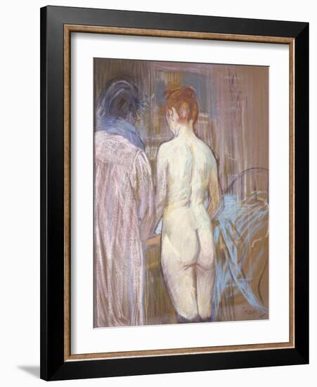 Prostitutes, C.1893-1895 (Pastel on Emery Board)-Henri de Toulouse-Lautrec-Framed Giclee Print