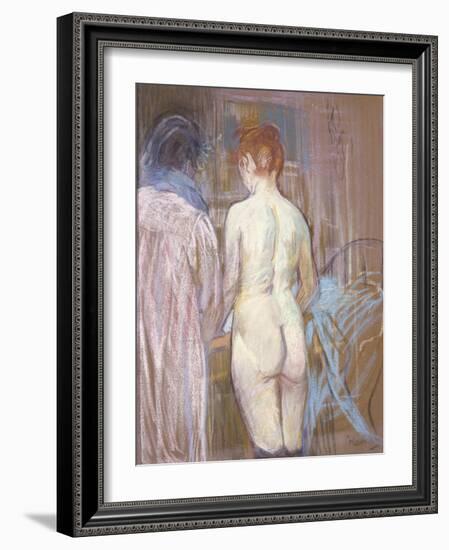 Prostitutes, C.1893-1895 (Pastel on Emery Board)-Henri de Toulouse-Lautrec-Framed Giclee Print