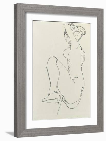 Prostrate Female Nude, 1913-Egon Schiele-Framed Giclee Print