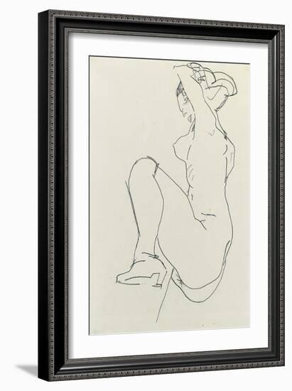 Prostrate Female Nude, 1913-Egon Schiele-Framed Giclee Print