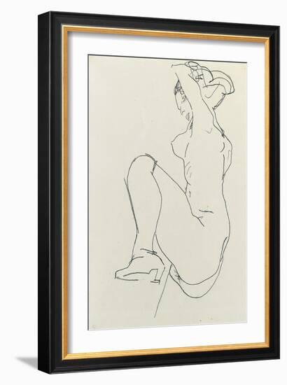 Prostrate Female Nude, 1913-Egon Schiele-Framed Giclee Print